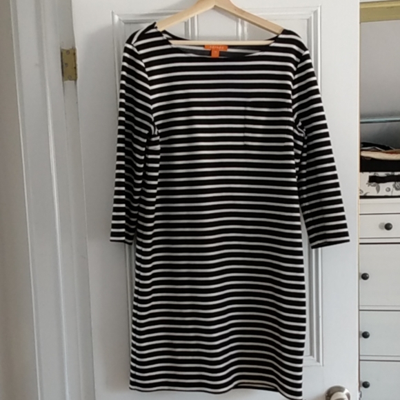 Black and White Striped Short Dress - Picture 1 of 2